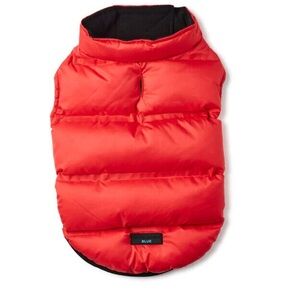 HOTEL DOGGY BLUE Perfect Puffer red dog jacket parka coat Velcro closure cozy